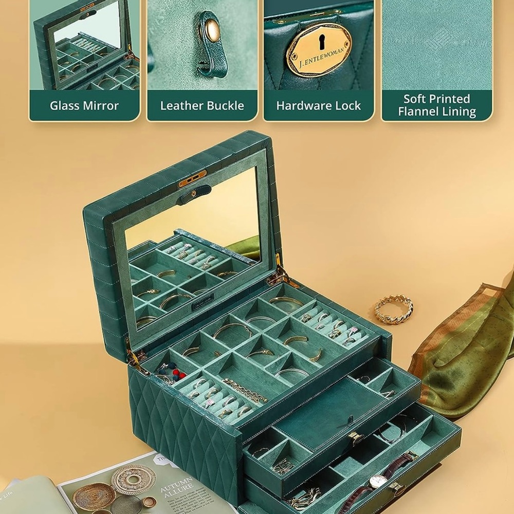 Jewelry box with lock and mirror